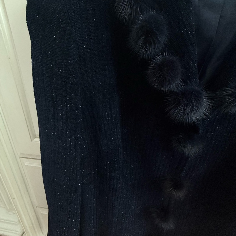 💥HP 💥 DVC Women's Navy Blazer with Fur Accents size 14 - Picture 7 of 10